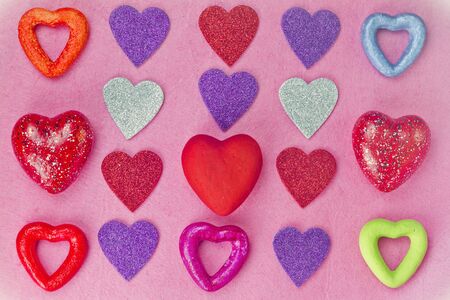 Group of hearts with different color and shapeの写真素材