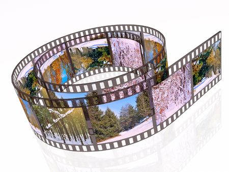 3d film roll with colour pictures (winter).の写真素材