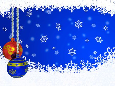 Christmas balls and firs against the white background. の写真素材