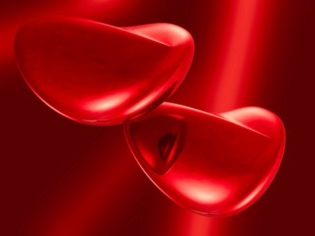 Two hearts on the red - Valentine day allegory.の写真素材