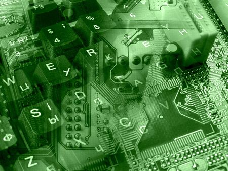 Abstract computer background in green.