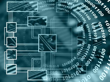 Electronic background with electrical components and scheme.
