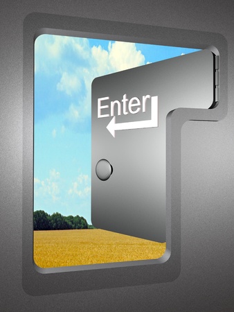 Allegory - the door shaped as computer key. の写真素材