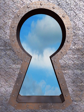 Allegory - metall door to the natural world. の写真素材