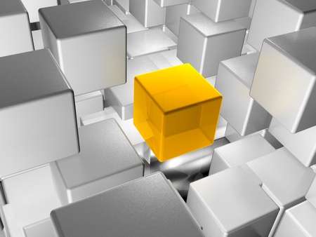 Abstract background - yellow and grey cubes on white.の写真素材