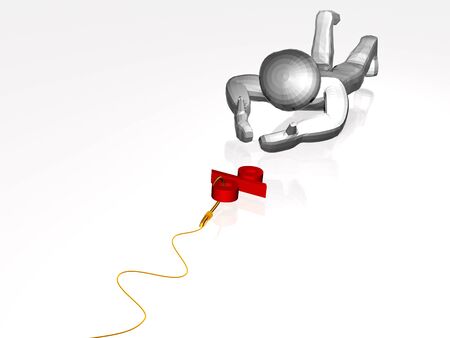 Hook with percent sign and man on white background.の写真素材