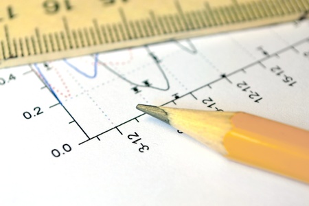 Business background with graph, ruler and pencil.の写真素材