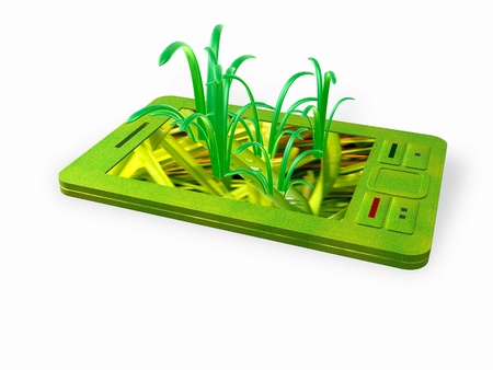 Communicator with grass on the screen.の写真素材