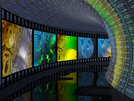 Film roll (communication) in the digital tunnel.の写真素材