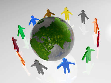 Round dance of color mans on the white background.の写真素材