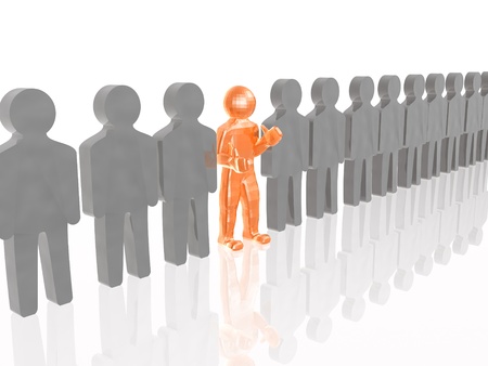 Grey mans and red man on white background.の写真素材