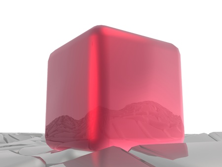 Red and grey cubes as abstract background.の写真素材