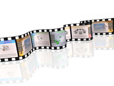 Film roll with color pictures (business) on white.の写真素材