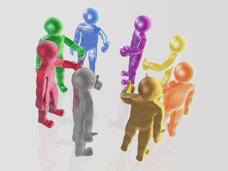 A group of color mans on the white background, 3D illustration.の写真素材