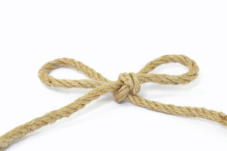 Rope with knot on the white background.の写真素材