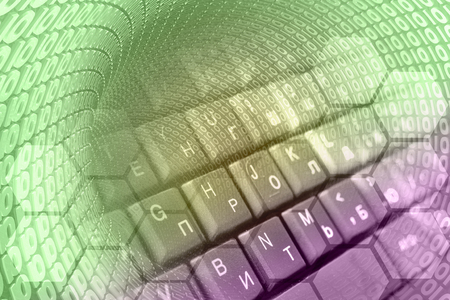 Digits and the keyboard - abstract computer background, toned.の写真素材