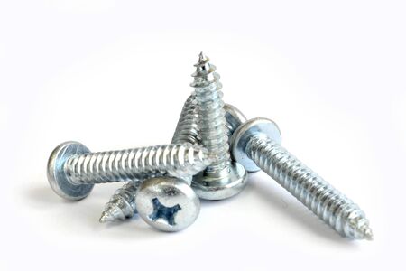Set of screws on the white background.