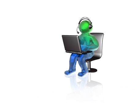 Communication - colored man and notebook on white background, 3D illustration.