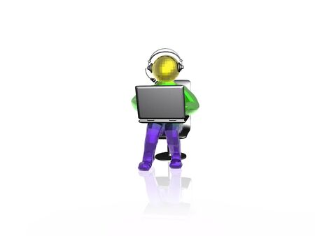 Communication - colored man and notebook on white background, 3D illustration.の写真素材