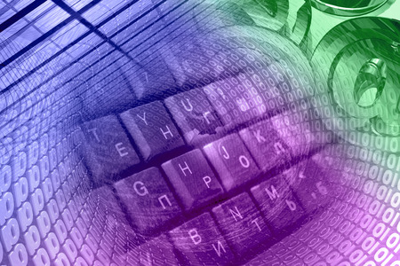 Digits and keyboard - abstract computer background, toned.の写真素材