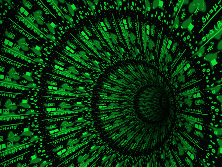 Communication background - digits in the tunnel, 3D illustration.の写真素材