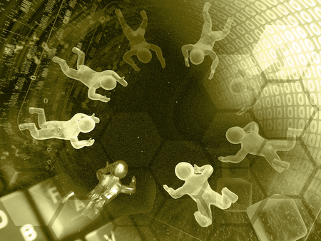 Globe and color mans - abstract computer background in sepia.の写真素材