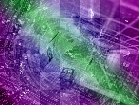 Globe and mans - abstract computer background, toned.の写真素材