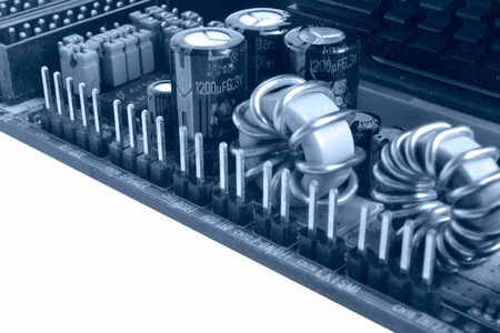 Abstract computer background with electronic device, toned.の写真素材