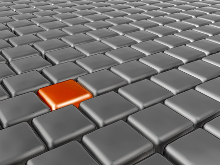 Orange and grey cubes as abstract background, 3D illustration.の写真素材