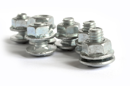 Set of bolts on the white background.