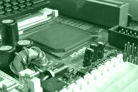 Abstract computer background with electronic device, toned.