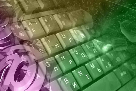 Abstract computer background with keyboard and mail signs.の写真素材
