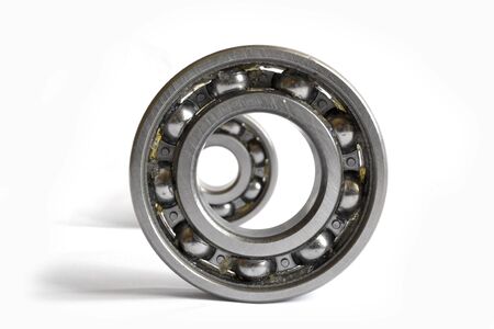 Two close-up bearings on the white background.の写真素材
