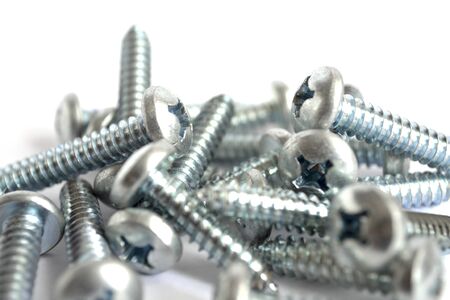 Set of screws on the white background.の写真素材