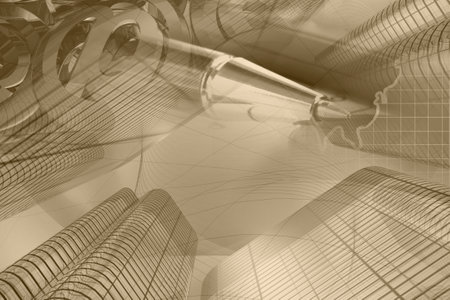 Business collage about reporting - pen, graph and map.の写真素材