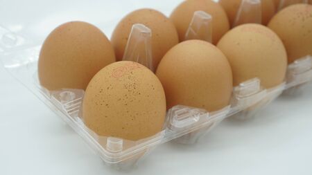 egg on white blackgroundの写真素材