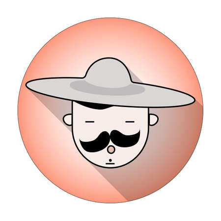 Hipster with mustaches icon in flat designのイラスト素材