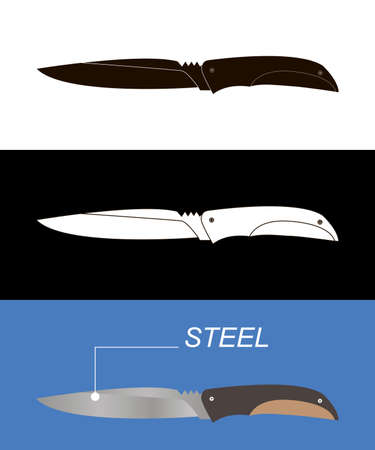 Knife isolated silhouette for tourism an kitchenのイラスト素材