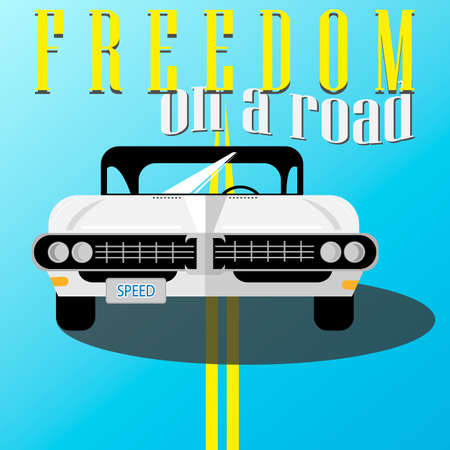 White retro car posterのイラスト素材