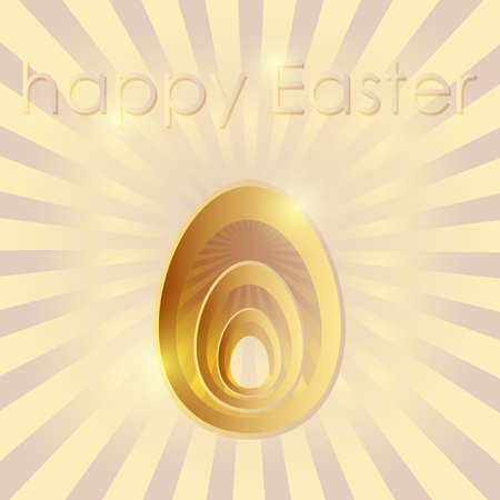 Happy Easter card with golden egg and raysのイラスト素材