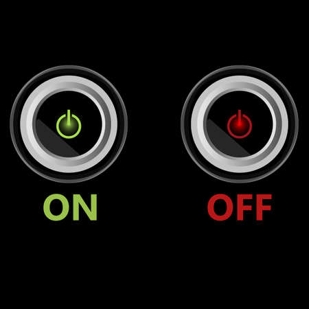On off glossy buttons on dark background.Vector illustrationのイラスト素材