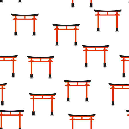 Seamless pattern with torii. Background with Japanese national symbols and elements.のイラスト素材