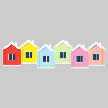 Color houses set. Flat vector illustrationのイラスト素材