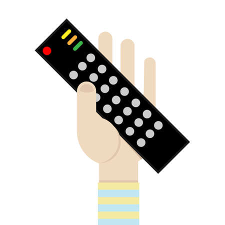 Hand holding remote control. Vector isolated illustration.のイラスト素材