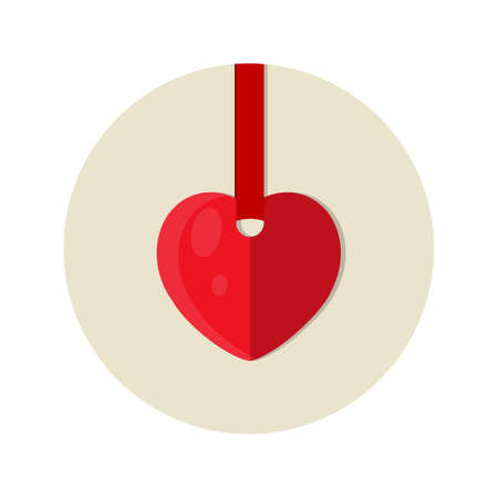 Heart on a red ribbon. Vector icon isolated illustration.のイラスト素材