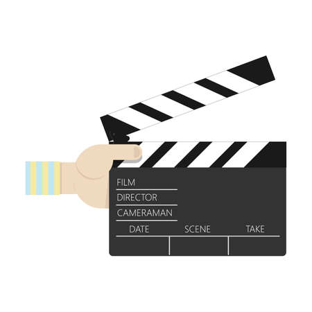 Movie clapperboard in hand. Flat vector isolatedのイラスト素材