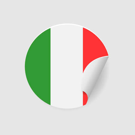 Circle sticker with national flag of Italy.Vector isolatedのイラスト素材
