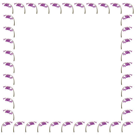 Decorative frame with violet bell flowers isolated. Design templateのイラスト素材