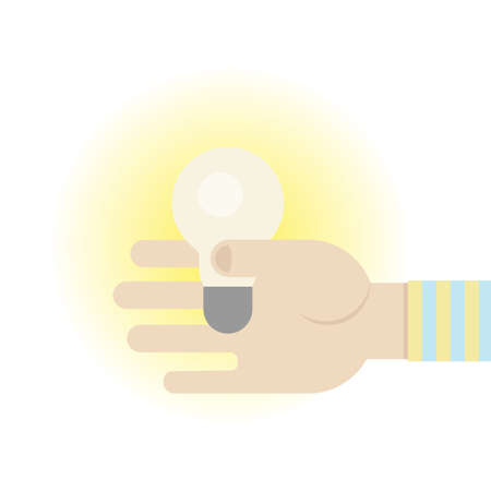 Hand holding lamp.New idea symbol.のイラスト素材