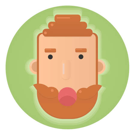 Redhead man with beard and mustache.Flat circle icon.Irish flag backgroundのイラスト素材